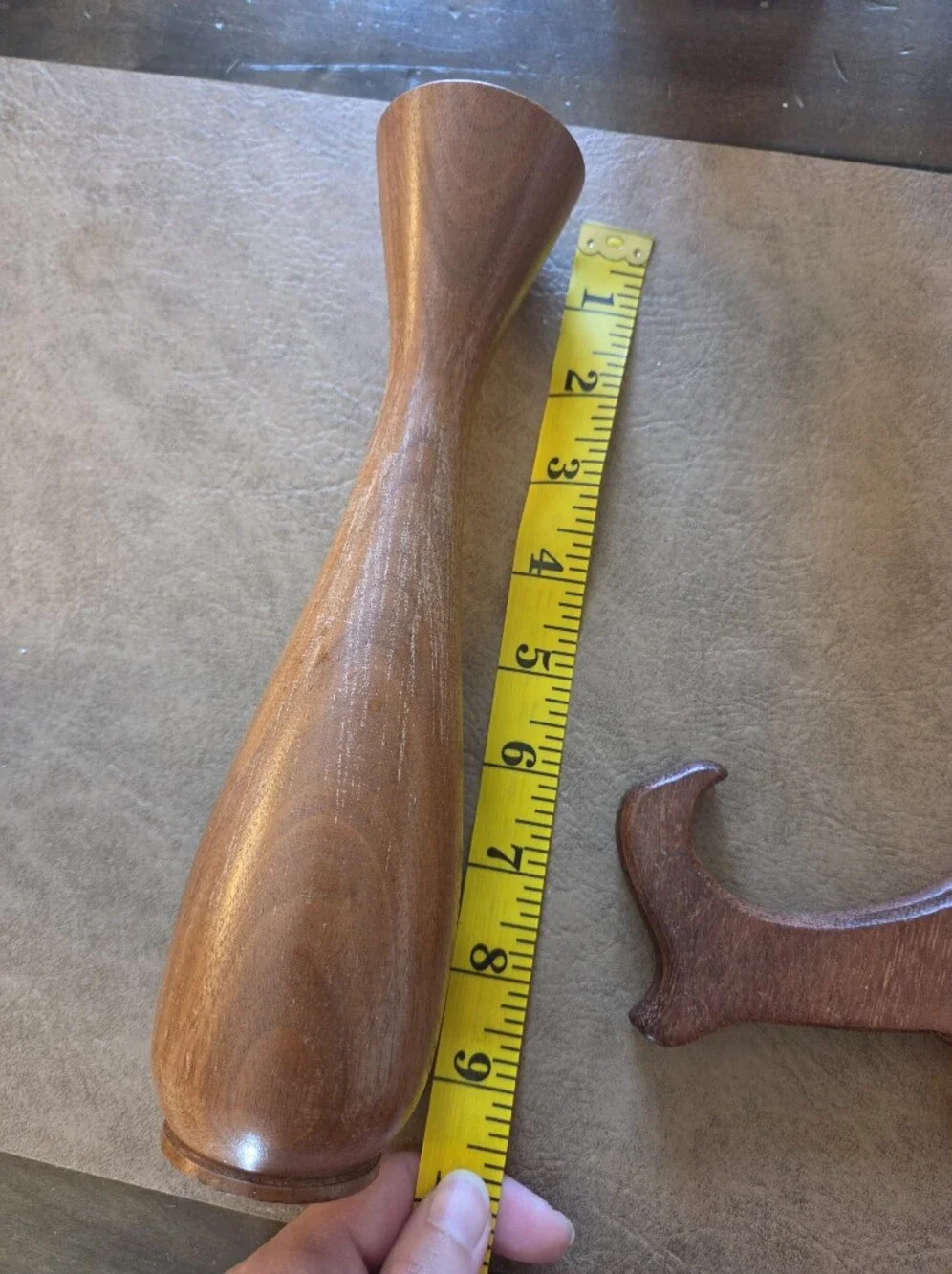 Vintage Solid Wood Taper Candle Holder Mid Century Modern Wood Bud Vase 8.5